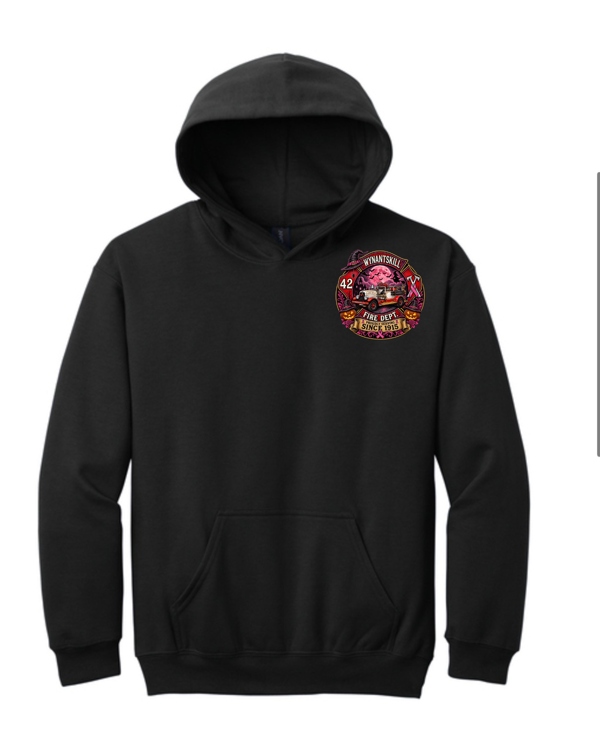 YOUTH Wynantskill Fire Department Breast Cancer Awareness Hooded Sweatshirt (helmet option)