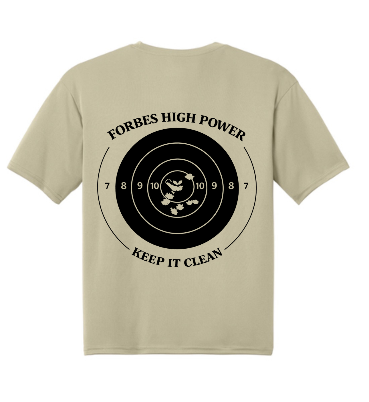 FORBES RIFLE & PISTOL CLUB MOISTURE WICKING T SHIRT LARGE FRONT DESIGN