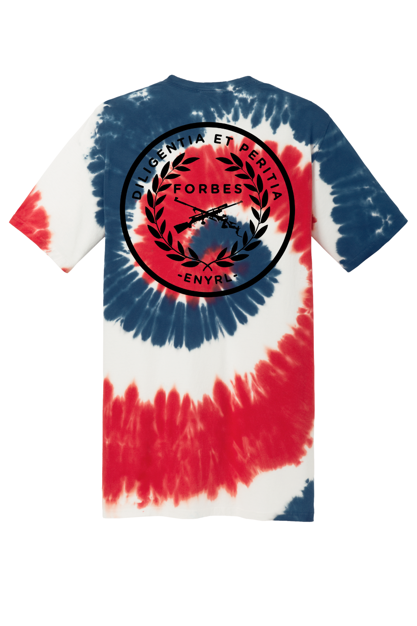 Adult Forbes Gun Club Tie-Dye Crewneck T Shirt (left chest wall design)