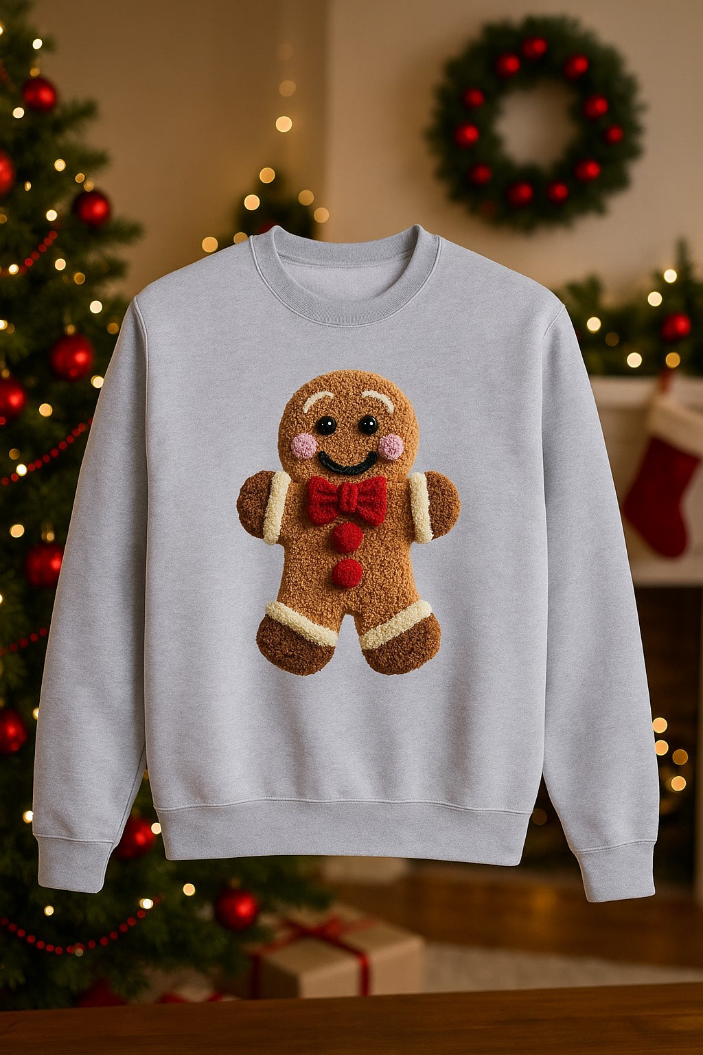 ADULT FAUX GINGERBREAD WITH ROSY CHEEKS CREWNECK SWEATSHIRT