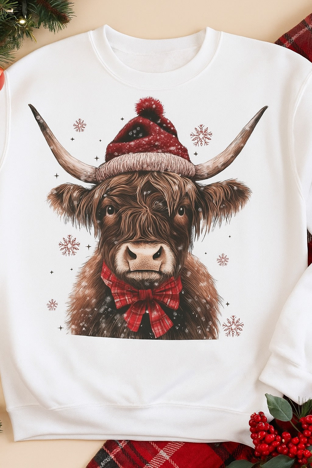 ADULT HIGHLAND CHRISTMAS COW CREWNECK SWEATSHIRT