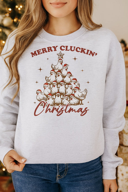 ADULT MERRY CLUCKIN' CHRISTMAS CREWNECK SWEATSHIRT