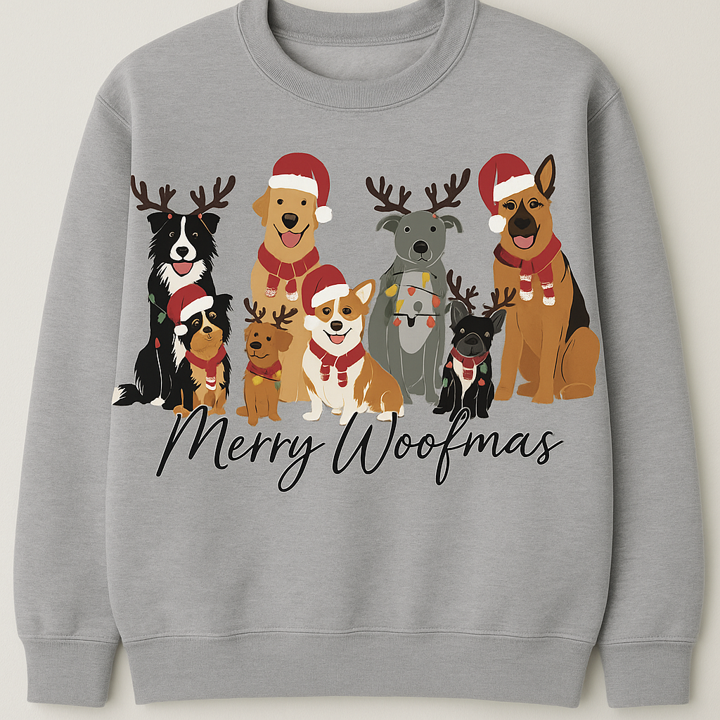 ADULT MERRY WOOFMAS CREWNECK SWEATSHIRT