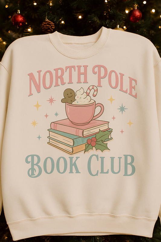 ADULT GILDAN STYLE "NORTH POLE BOOK CLUB" CREWNECK SWEATSHIRT