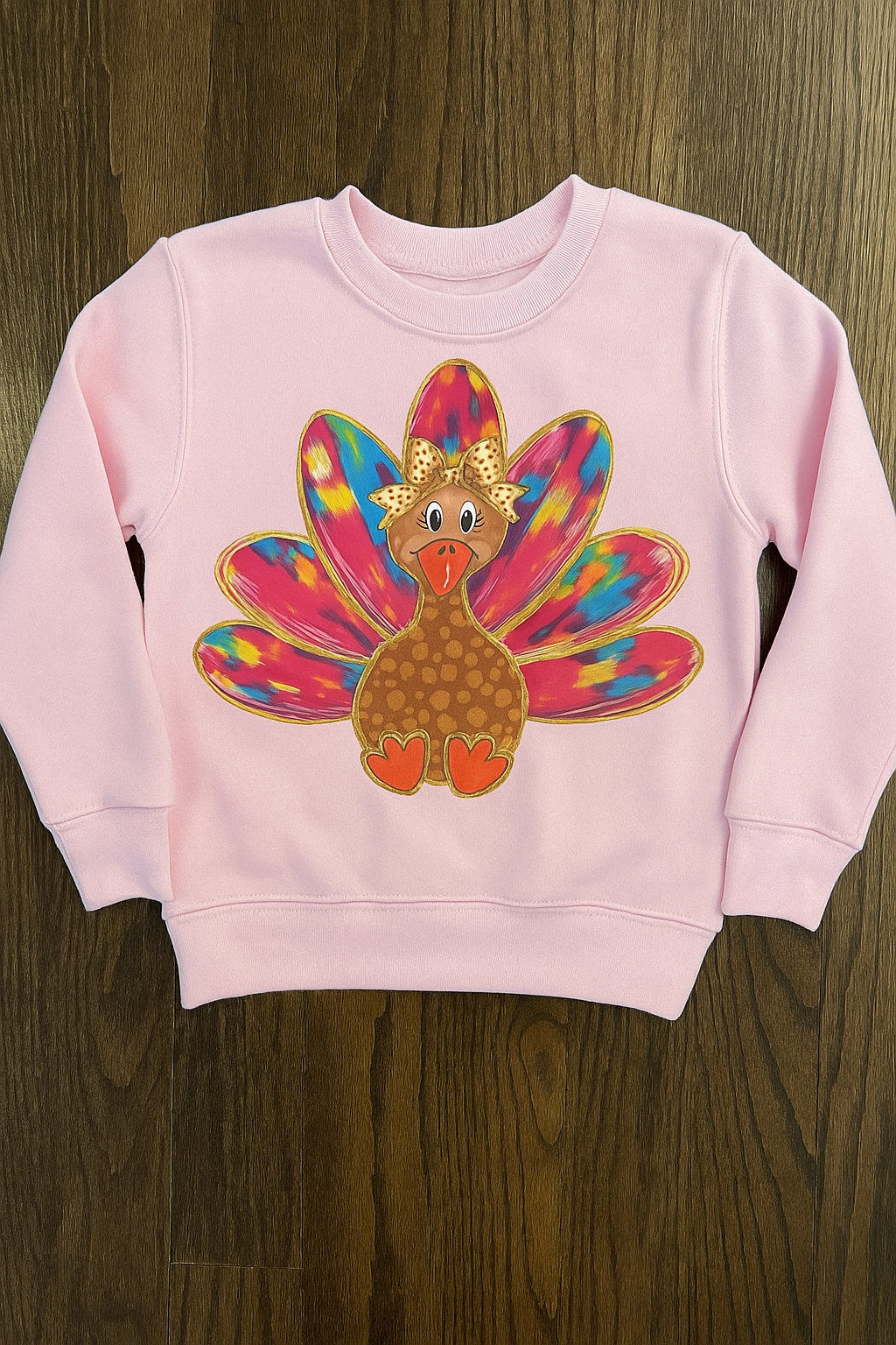 TODDLER TURKEY WITH BOW CREWNECK SWEATSHIRT