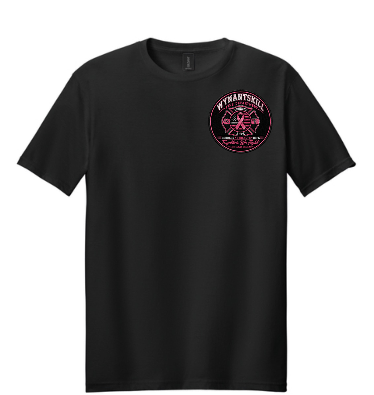 ADULT Wynantskill Fire Department Breast Cancer Awareness T Shirt (firetruck back)
