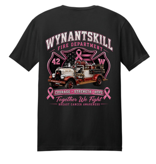 YOUTH Wynantskill Fire Department Breast Cancer Awareness T Shirt (firetruck back)