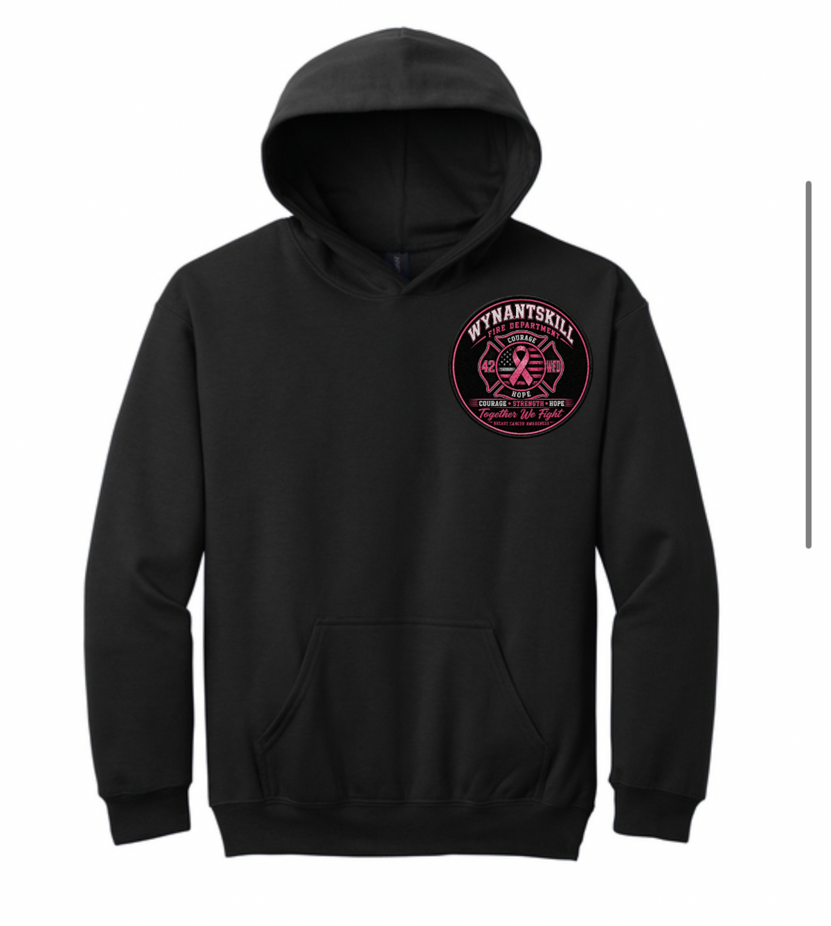 ADULT Wynantskill Fire Department Breast Cancer Awareness Hooded Sweatshirt (firetruck back)