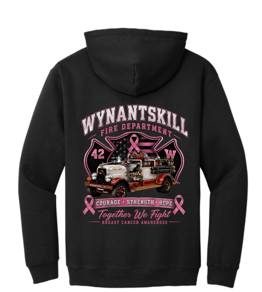 ADULT Wynantskill Fire Department Breast Cancer Awareness Hooded Sweatshirt (firetruck back)