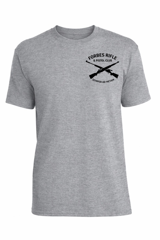 Adult Forbes Rifle and Pistol Club T shirt (left chest wall design)