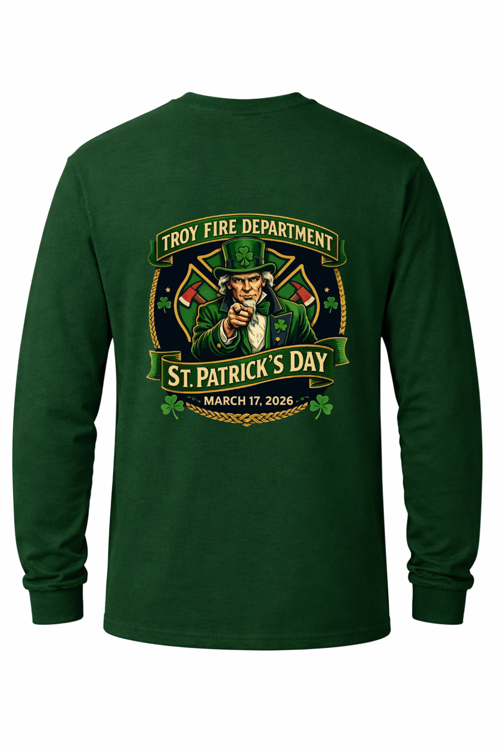 ADULT Troy Fire Department St. Patricks Day Long Sleeve Shirt