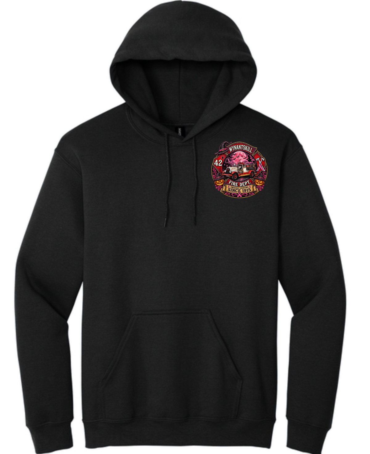 ADULT Wynantskill Fire Department Breast Cancer Awareness Hooded Sweatshirt (Helmet back option)