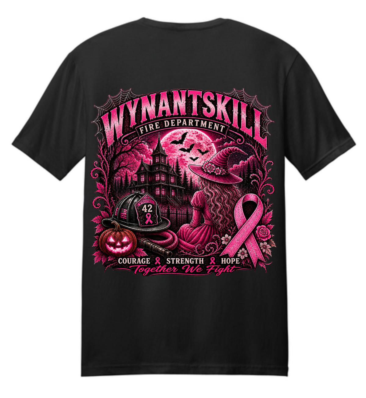 YOUTH Wynantskill Fire Department Breast Cancer Awareness T Shirt (helmet option)