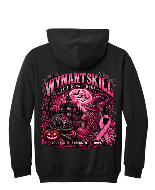 ADULT Wynantskill Fire Department Breast Cancer Awareness Hooded Sweatshirt (Helmet back option)