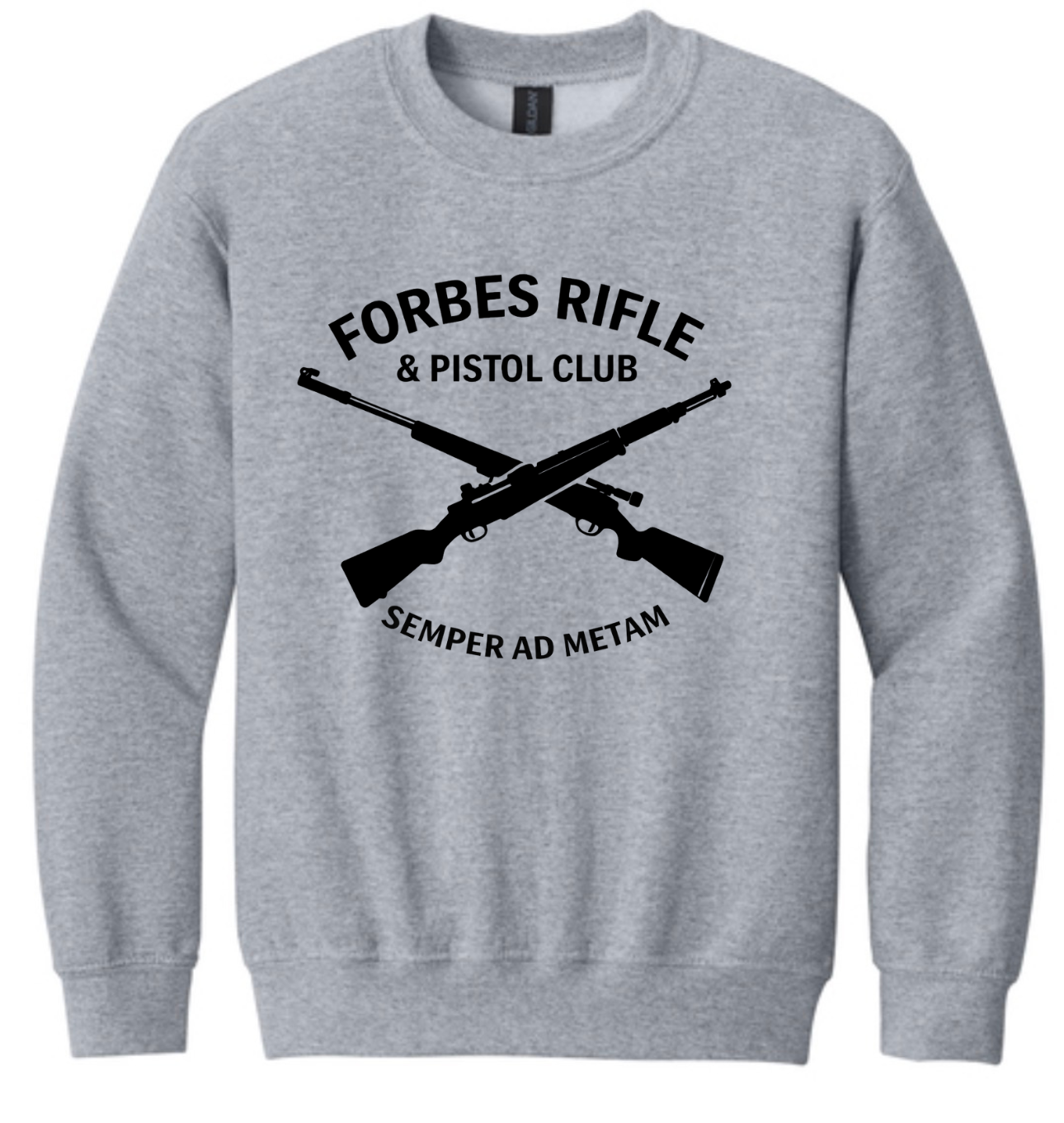 Adult Forbes Rifle and Pistol Club Crewneck Sweatshirt (large front design)