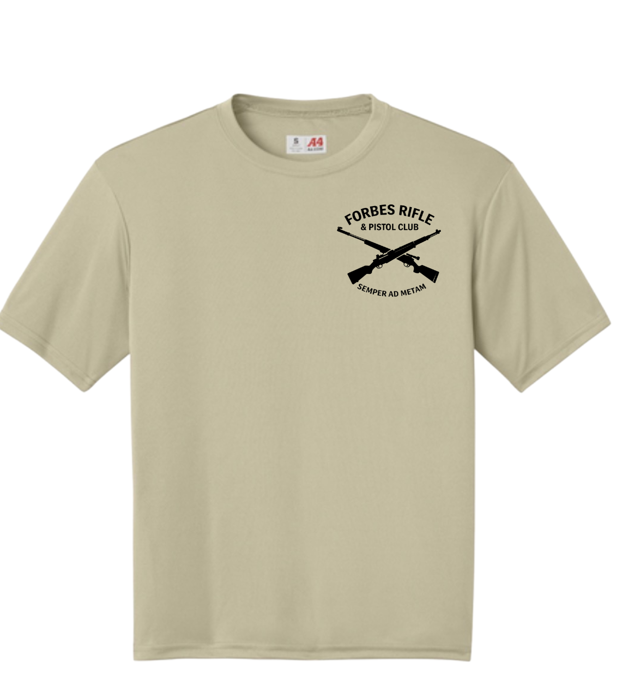 FORBES PISTOL & RIFLE CLUB MOISTURE WICKING T SHIRTS LEFT CHEST WALL DESIGN
