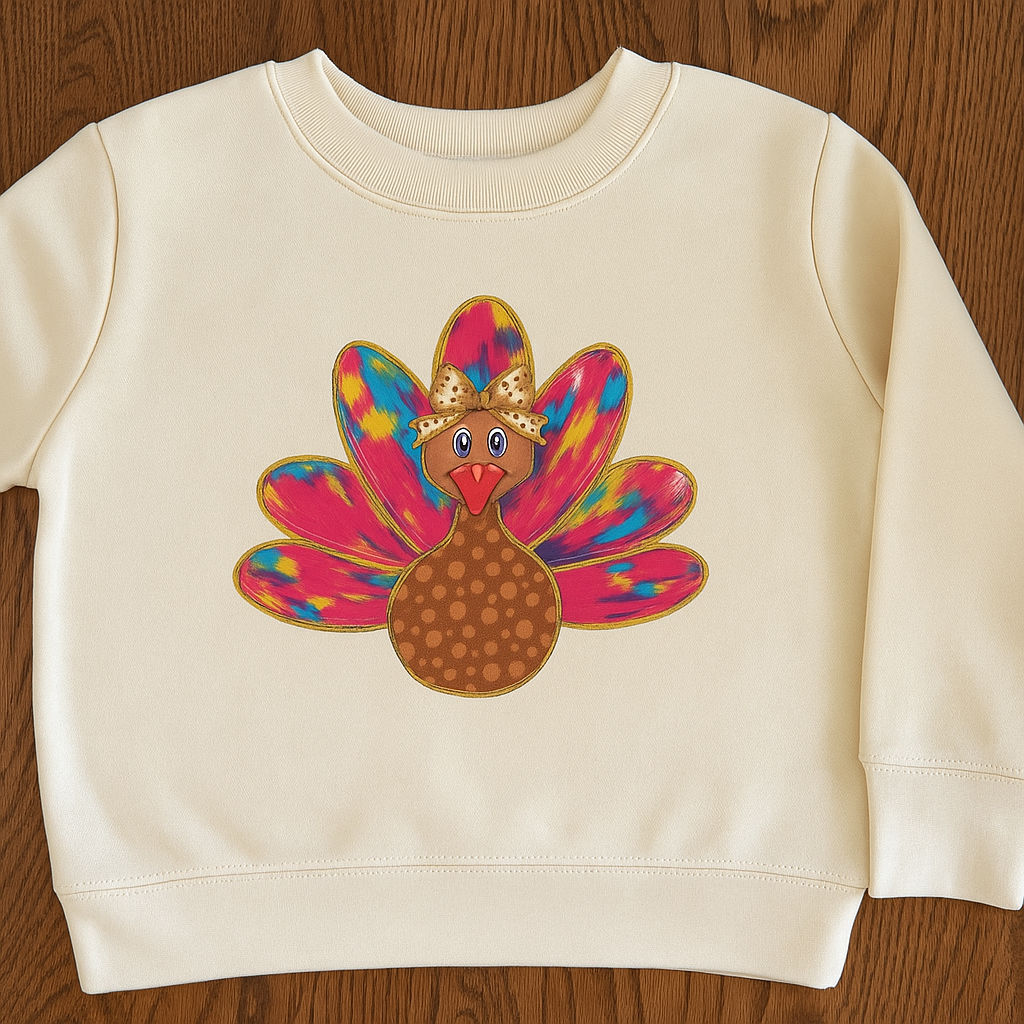 YOUTH GILDAN STYLE TURKEY WITH BOW CREWNECK SWEATSHIRT