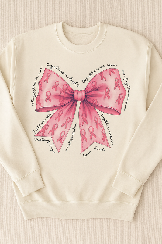 BELLA CANVAS style Breast Cancer Awareness Bow crewneck sweatshirt
