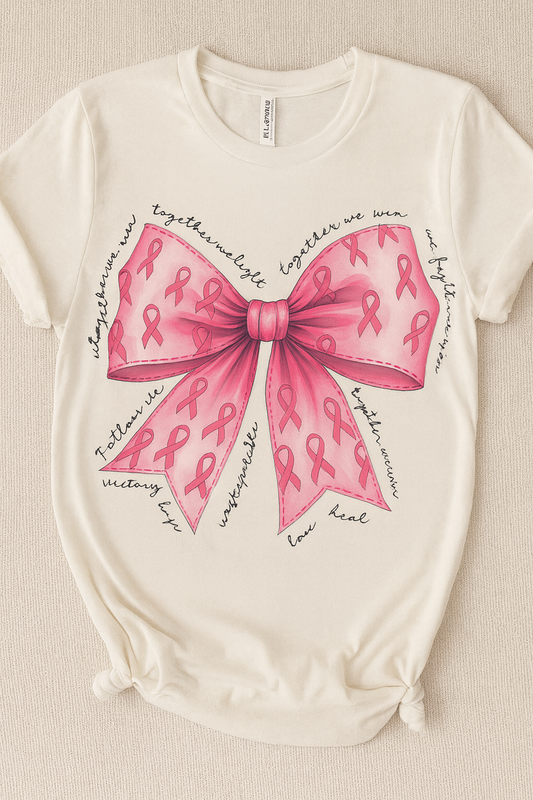 ADULT BELLA CANVAS STYLE Breast Cancer Awareness Bow T SHIRT