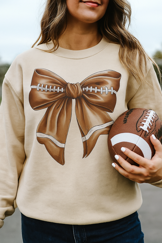 Bella Canvas Football Bow Crewneck Sweatshirt