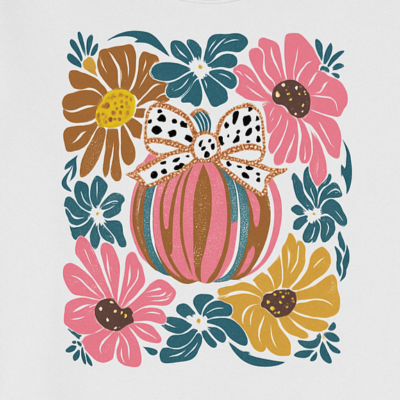 YOUTH Gildan Halloween Floral Pumpkin TSHIRT