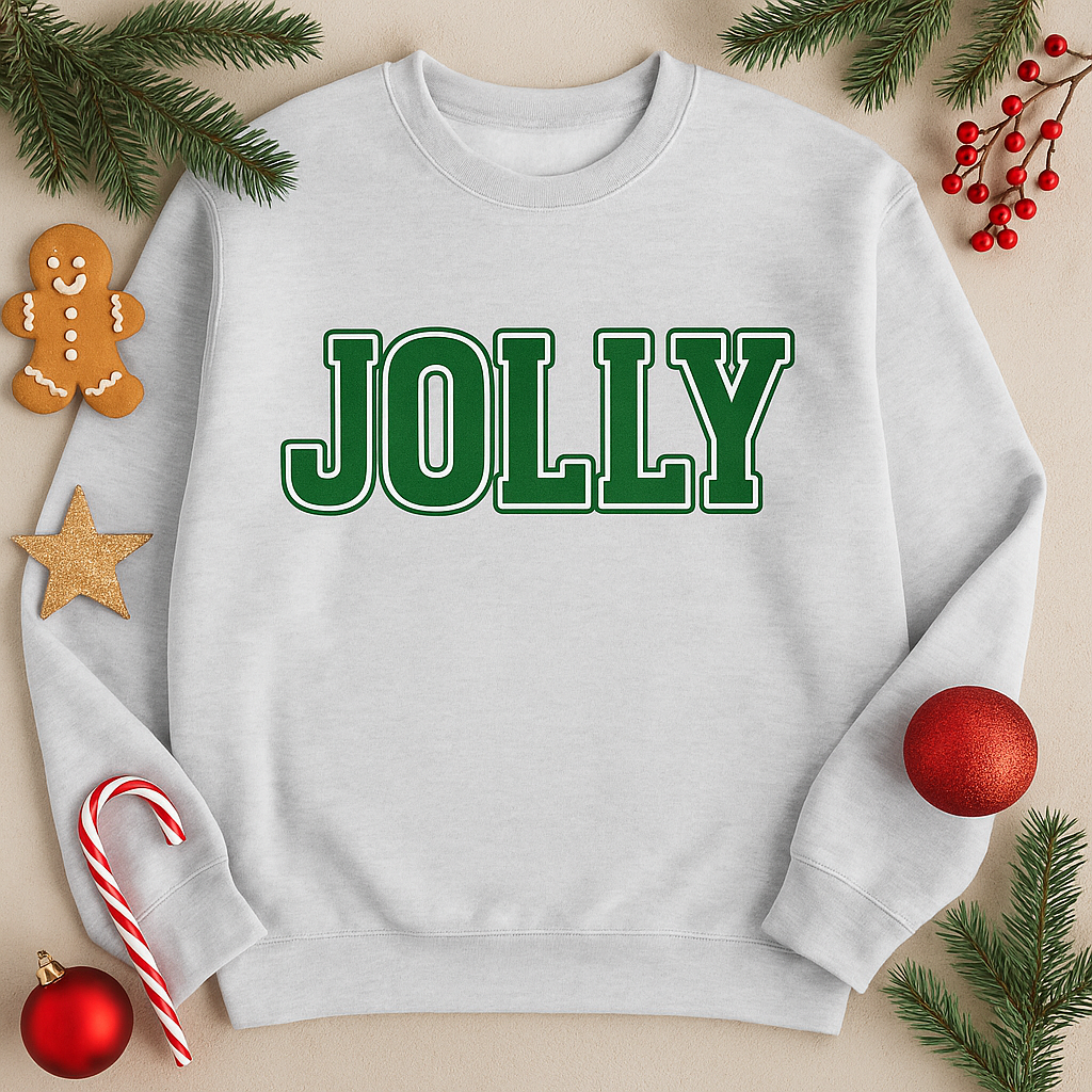 ADULT GREEN JOLLY WITH WHITE OUTLINE CREWNECK SWEATSHIRT