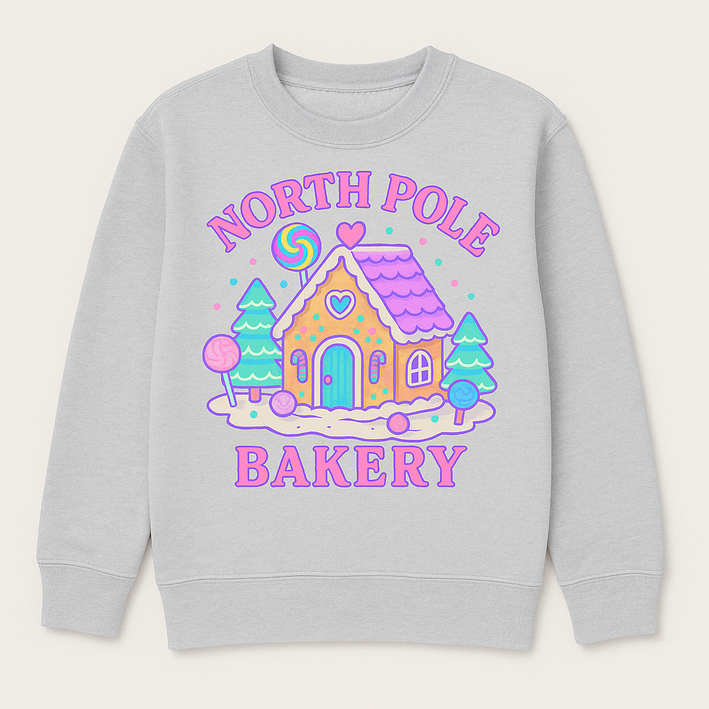YOUTH NORTH POLE BAKERY IN PASTEL COLORS CREWNECK SWEATSHIRT