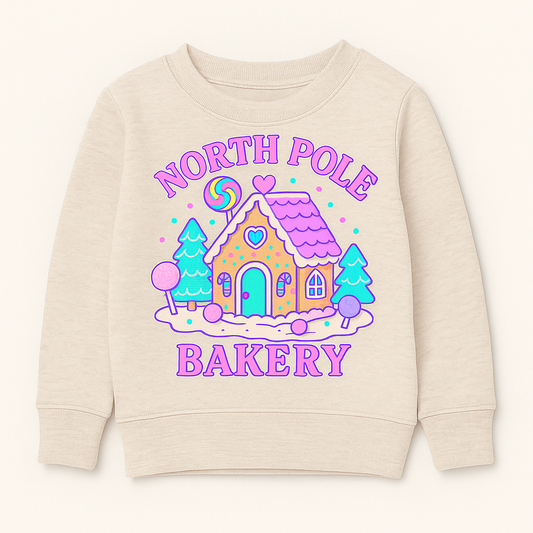 TODDLER NORTH POLE BAKERY IN PASTEL COLORS CREWNECK SWEATSHIRT