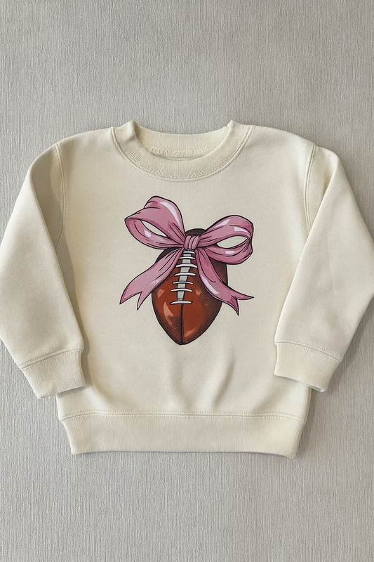 YOUTH GILDAN Football with Pink Bow crewneck sweatshirt