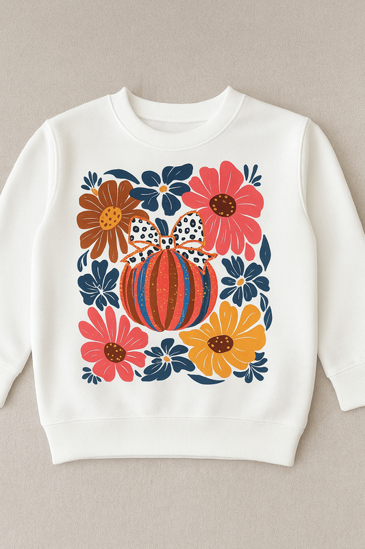 YOUTH GILDAN Halloween Floral Pumpkin crewneck sweatshirt