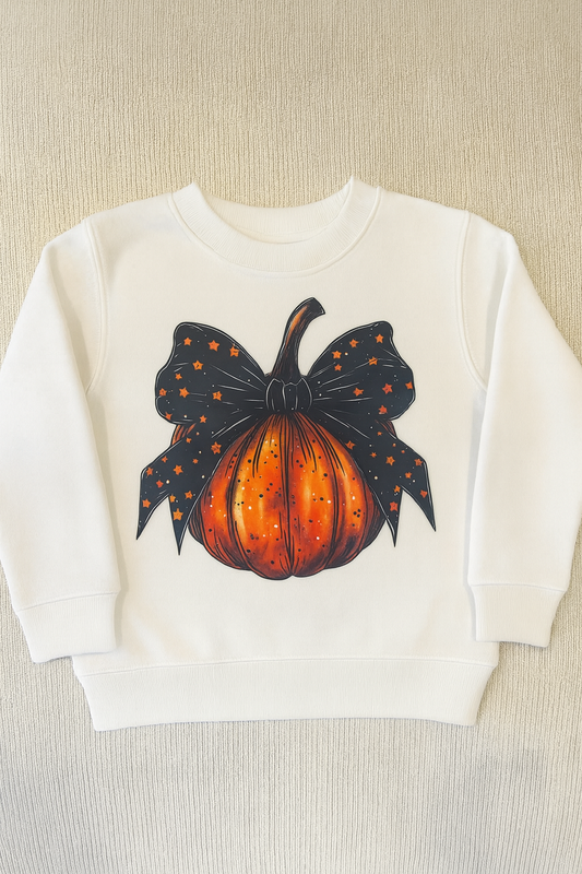 YOUTH Gildan style Orange Pumpkin with Bow
