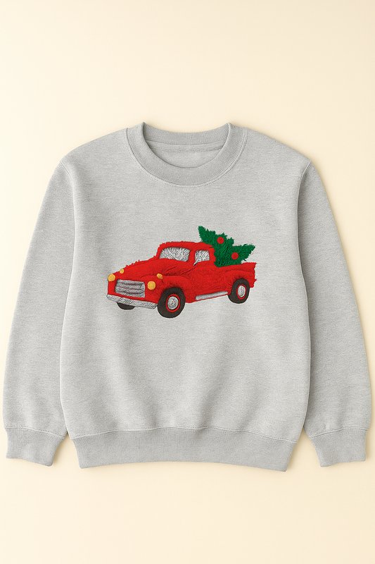 TODDLER FAUX YARN RED HOLIDAY TRUCK